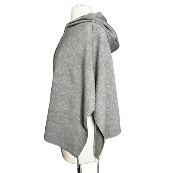 LULULEMON All in a Day Hooded Poncho Gray Merino Wool Cropped Tie Hem Sweater - Picture 5 of 6